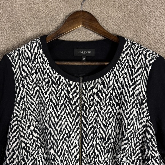 Talbots Jacket Womens 14W Zip Front Textured‎ Knit Pockets Classic Knitwear - Picture 2 of 9